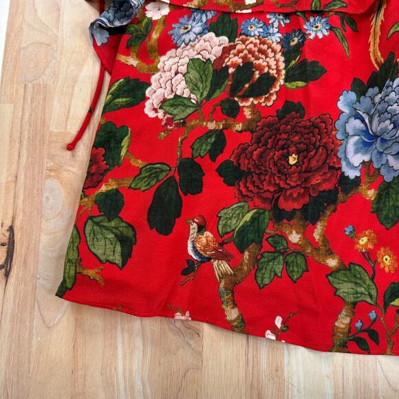 Alice + Olivia Marybeth Chinoiserie Garden & Ruby Print Silk Halter Top - Picture 3 of 9